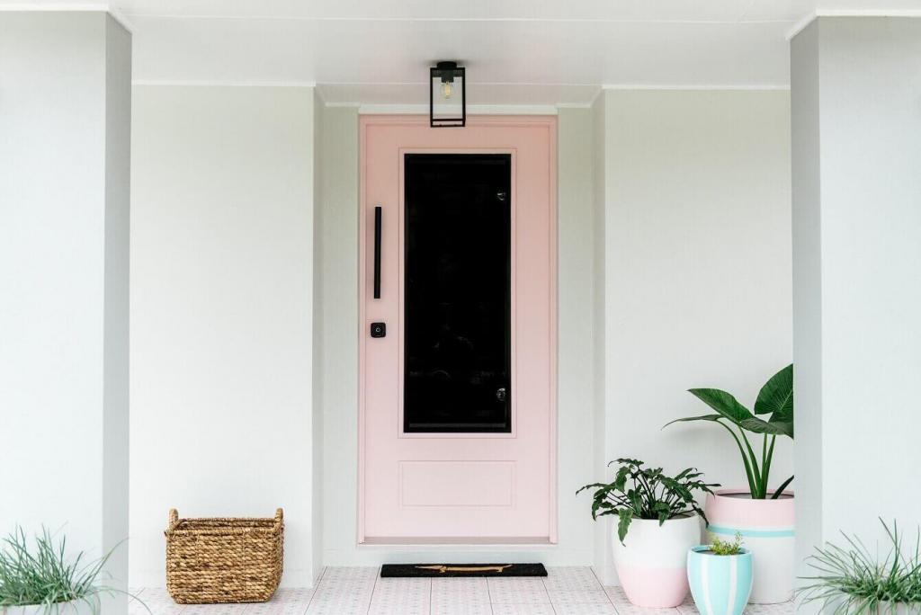 Guardian 2 in 1 modern door painted pink by one of doors plus customers