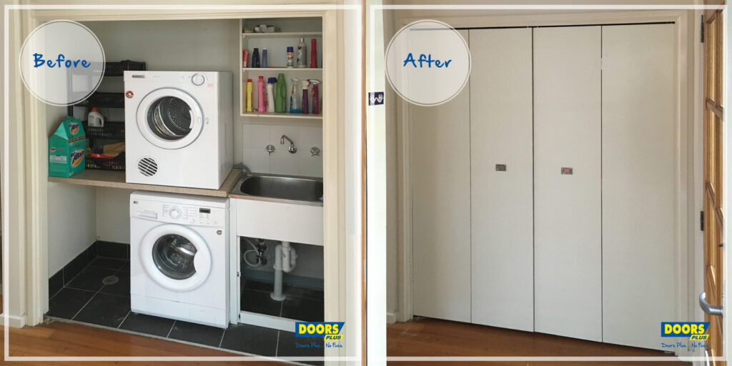 Doors Plus - Bifold Door in Laundry Cupboard - BeforeAfter