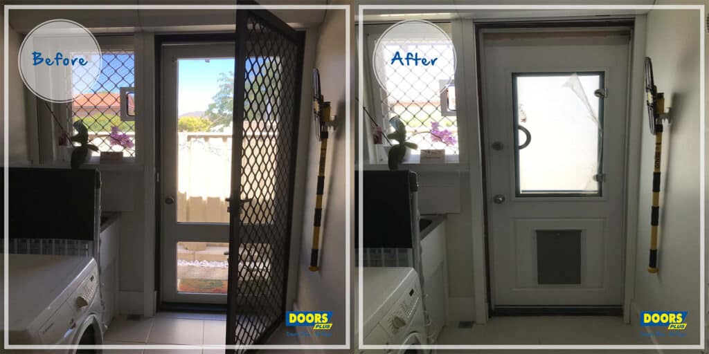 Doors Plus - Pet Door Before After